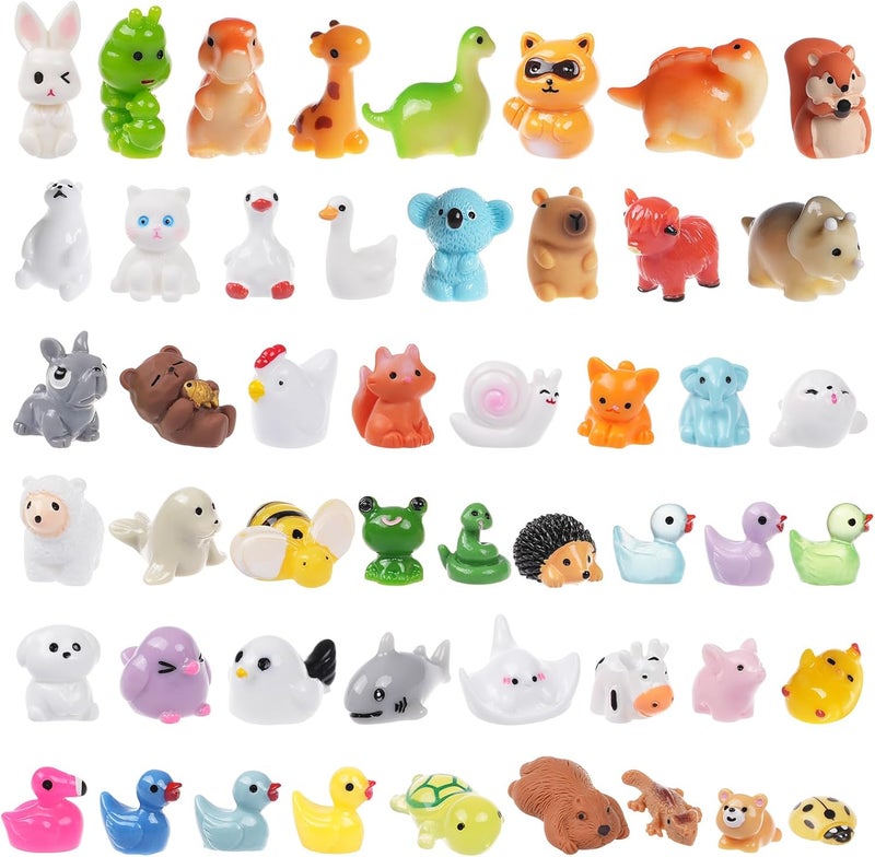 BeadRiver 50PCS Mini Resin Animals Tiny Animals Miniature Figurines Bulk for Micro Fairy Garden Landscape Dollhouse Accessories Hide and Seek Crafts Decor Aquarium Toys - Image 1